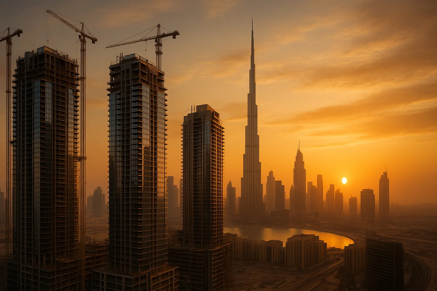 Modern, fejlesztés alatt álló dubaji lakótorony látványterve