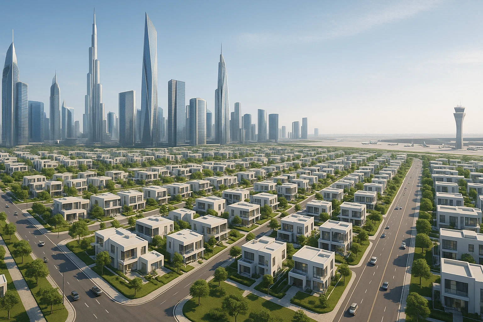 Dubai South városrész új lakóépületei és közösségi terei